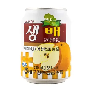 NONGHYUP Korean Pear Juice Drink with Real Pear Chunks - Refreshing Fruit Beverage, 240ml Can