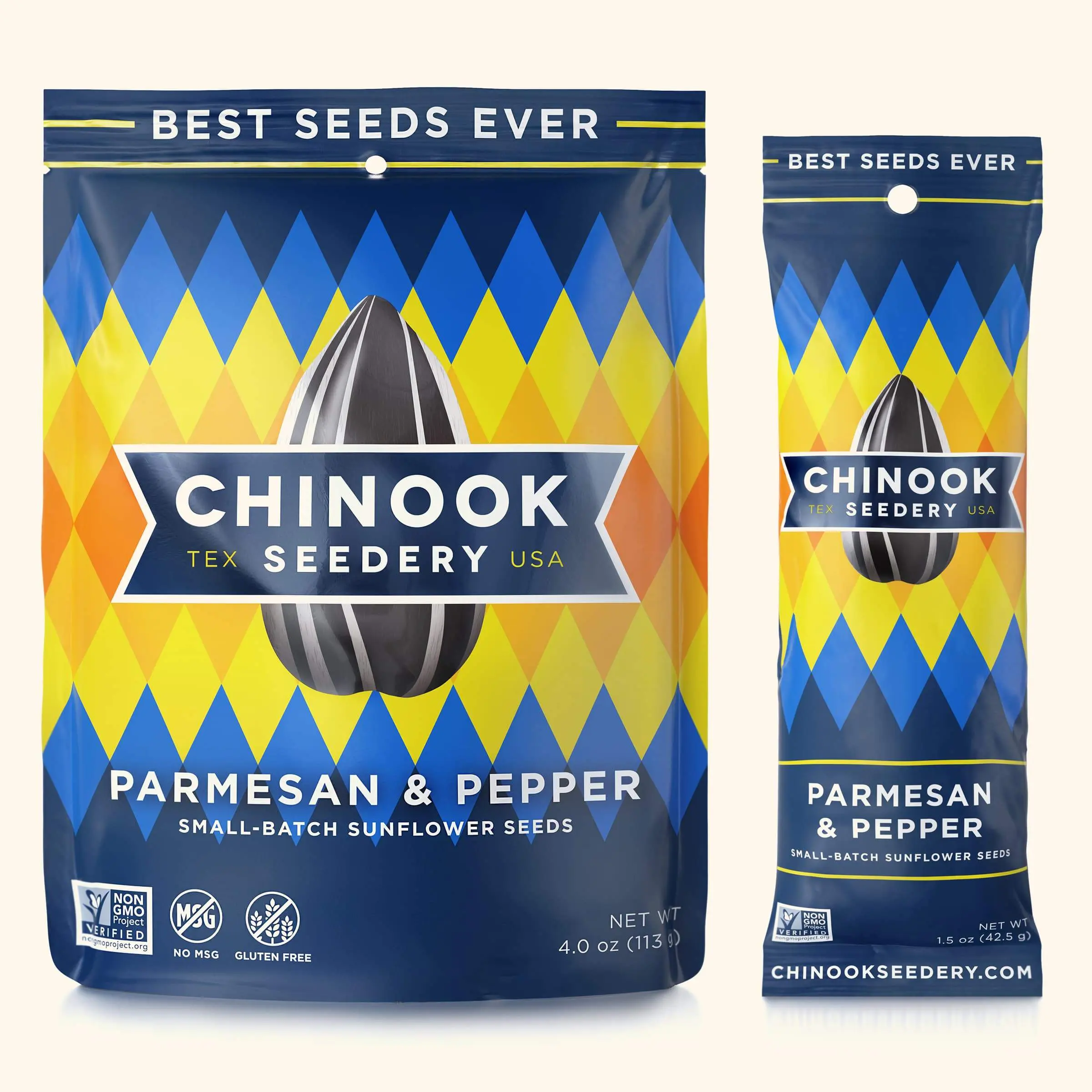 CHINOOK Parmesan & Pepper Sunflower Seeds Bag - Gluten-Free, Low Sodium, Low Carb, Keto-Friendly, Non-GMO, No MSG, High Protein Snack, Small-Batch, Cupboard-Friendly Healthy Option for Fishing, Camping, Road Trips