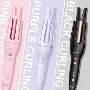 NOVUS Anti-Scald Auto Ceramic Curling Iron, Adjustable Steering, 3 Temp, Smooth Results - Comfort Handle automatic curlingbar viral rotating curlingiron Multicolor
