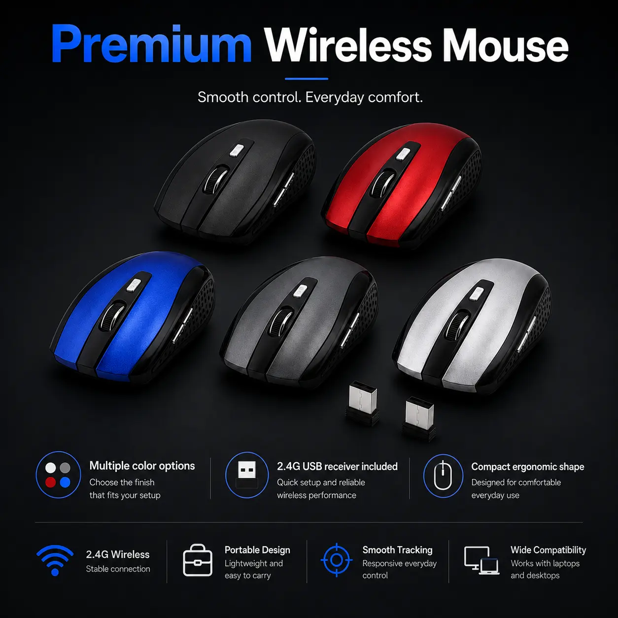 Slim Wireless Office Mouse