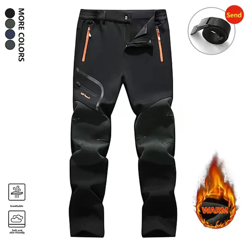 Clean Gent men’s winter snow pants with 4 zippered pockets, FallFreshness outdoor casual pants for outdoor work, men’s snowboard sports pants