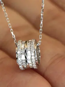 1 PC Elegant Cubic Zirconia Necklace Pendant For Women For Wedding Engagement Anniversary Party Band Jewelry Valentine's Day Gift Modern Versatile Accessories