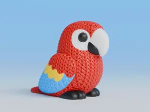 Knitted Scarlet Macaw Parrot