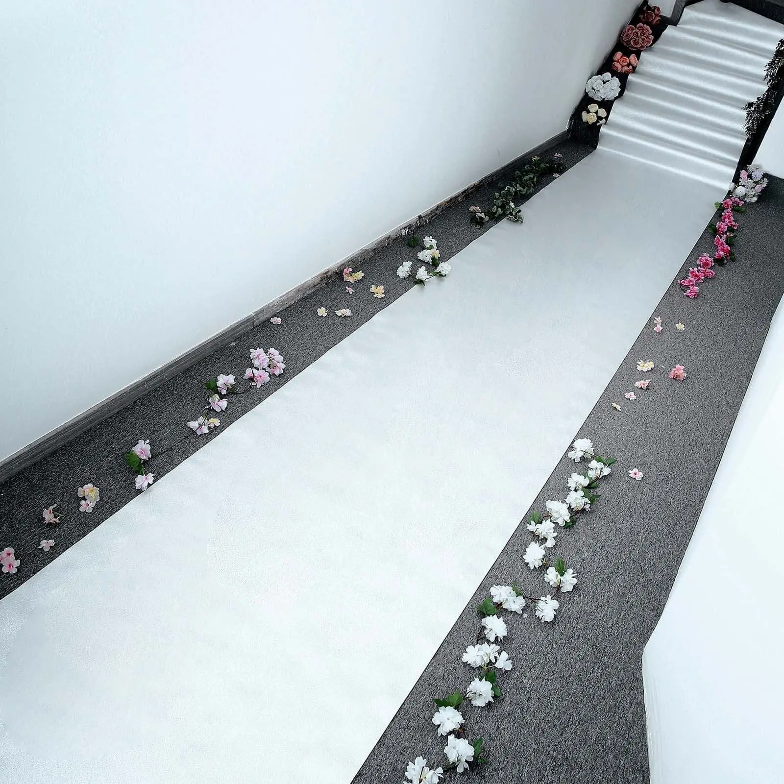 3ftx50ft Silver Sparkle Glitter Non-Woven Hallway Runner Rug - 1-Time Use Event Carpet for Hollywood Glam Weddings, Banquet Indoor Events