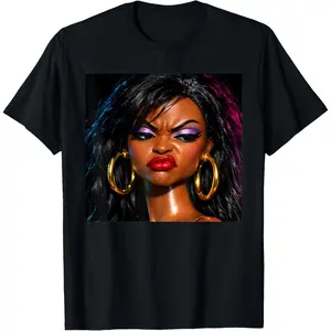 Retro Angry Disgusted Black Doll Face Meme Funny Men Women T-Shirt