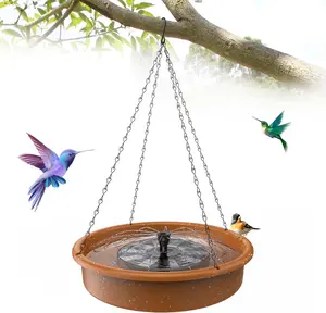 AISITIN Hanging Bird Bath with Solar Fountain Pump, 12" Multi-Functional Basin for Bird Bath, Feeder and Drinking, Solar Powered Water Fountain Pump for Bird Bath (Hanging)