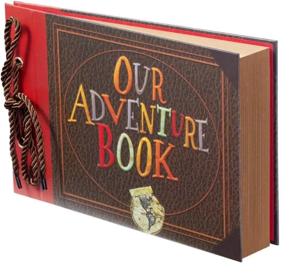 Scrapbook Photo Album,Our Adventure Book, Embossed Words Hard Cover Movie Up Travel Scrapbook for Anniversary, Wedding, Travelling, Baby Shower, etc (Adventure Book)