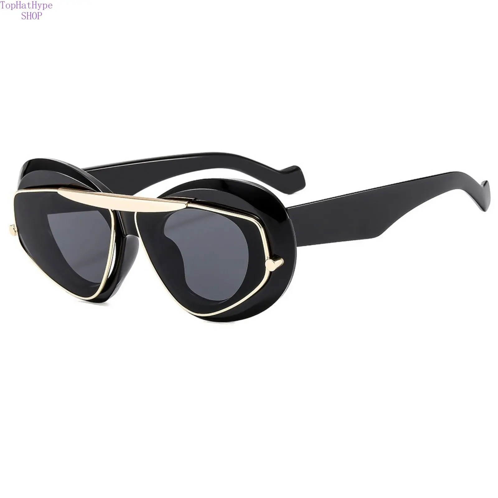 Retro Aviator Sunglasses for Women, Stylish Gold-Tone Metal Double-Frame Fashion Shades with UV400 Protection, Trendy Sunglasses, Stylish Sunglasses