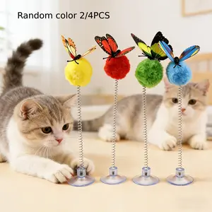 Interactive Butterfly Cat Toy, Spring Wand with Suction Design, Battery-Free, Durable Material, Suitable for All Cat Breeds, Self-Amusement Toy