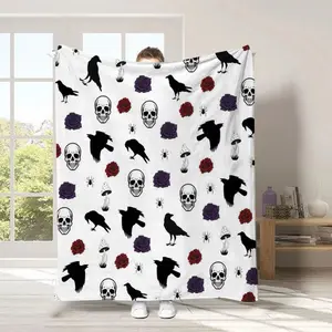 Skulls and Ravens Ravens Day Dream Oversized Blanket with Gothic Design for Cozy Home Decor