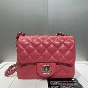 Pre-owned CHANEL Lambskin Crossbody Bags mini Square Flap Pink leather SK 65025625