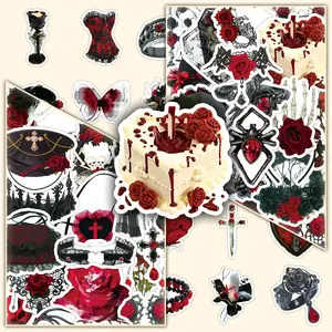 100 sheets, 2 sets of repeating rose gothic personalized creative design aesthetic decorative DIY scrapbook stickers