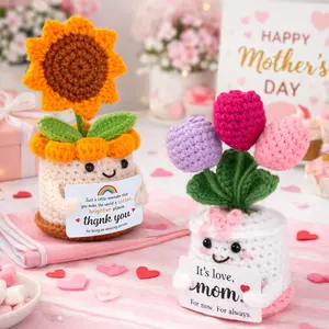 Mini Christmas Birthday Gifts for Mom, Mom Gifts from Daughters Son Remember I Love You MOM, Handmade Crochet Cute Small Sunflower Tulip Gifts, Mother's Day Gift for Mom from Daughter, Son, Mothers Day, Graduation, Small Cute Decor valentines day gifts