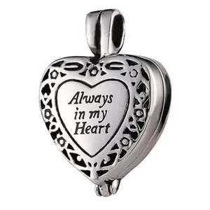Always In My Heart Cremation/Urn Heart Shaped Locket, Memorial Pendant, Forever Love, Keepsake, Ashes