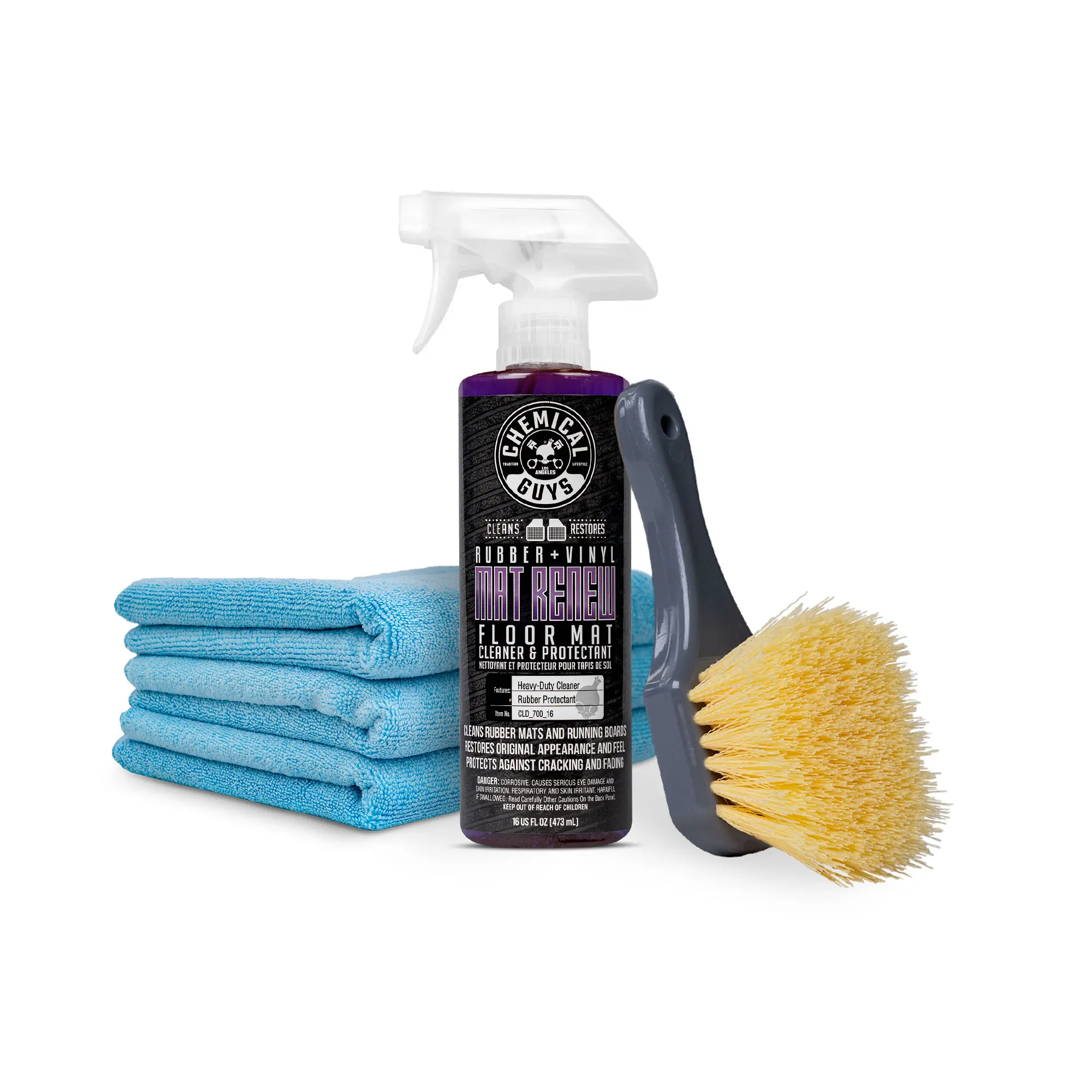 Chemical Guys Floor Mat Refresh Kit - Deep Cleaning Solution, Cleaning Tools, Brush for Rubber and Vinyl Mats, Car Accessories, Rubber And Vinyl Floor Mats