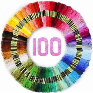 Embroidery Thread Floss 100 Colors Skeins Rainbow Cross Stitch Thread 8m Friendship Bracelet String Kit Craft Floss Needlepoint Cotton Yarn
