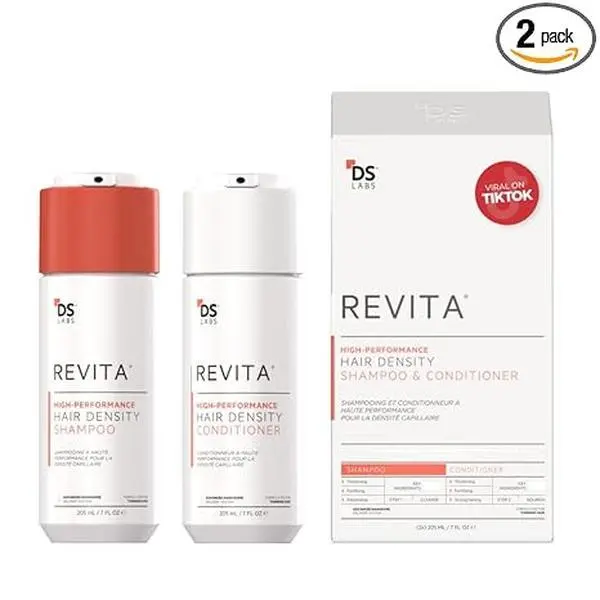 🔥 BEST SELLER!  DS Labs Revita Hair Density Shampoo & Conditioner for Thinning Hair, 205 mL | Complete hair care routine powered by peptides, turmeric, caffeine & ginseng for healthier-looking, fuller-looking hair.