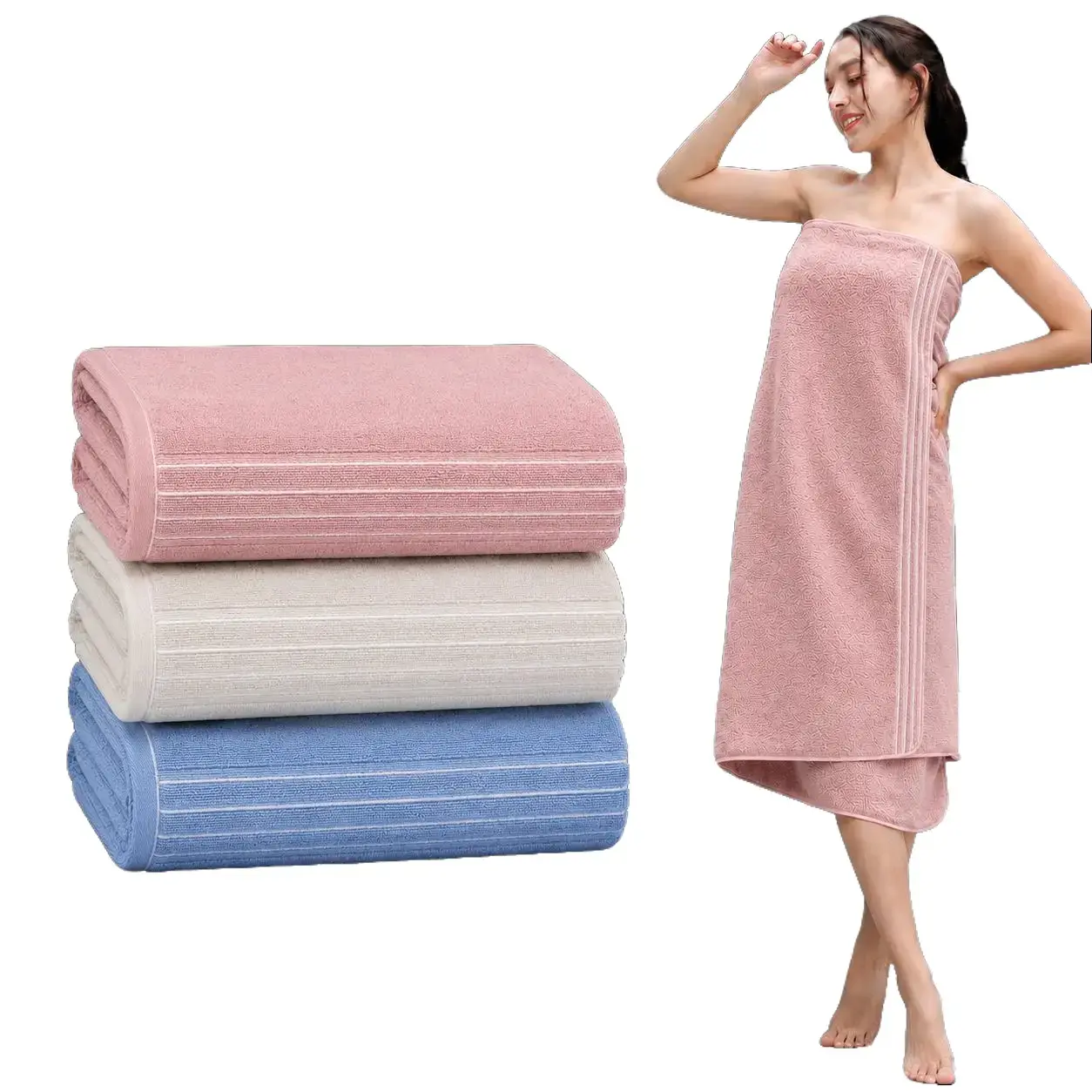 (tw9988) 3-Pack 100% Cotton Bath Towels | Extra Large | Soft, Thick & Highly Absorbent