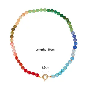 Candy Color Fresh Handmade Beaded Necklace Colorful Glass Beads Collarbone Chain