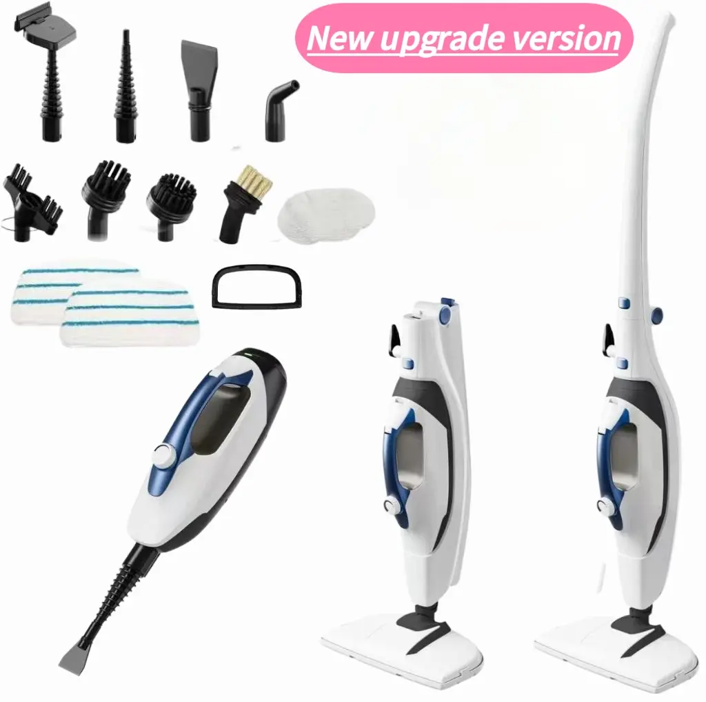 GLEEHILL 10-in-1 Wired Electric Steam Mop - New detachable handheld steam cleaner, 1550W rapid heating, 8-meter power cord, 90° - 120° rotation, suitable for hardwood, floors, tiles, kitchens, no need for chemical agents, for floor cleaning.