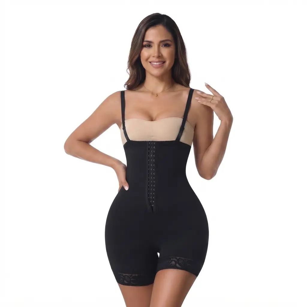 Women's Colombian Fajas Shapewear Bodysuit - High-Waist, Full-Body Romper with Customizable Fit Adaptable Shoulder Bands, Firm Tummy Tuck, Butt Lifter, High Compression, Curve Control, Hook-Zipper Closure