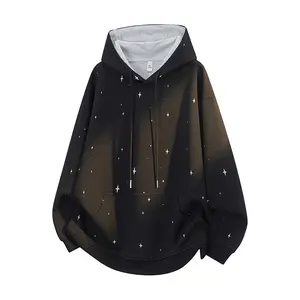 Hooded Colorblock Sweatshirt for Men Spring/Fall American Style Loose Casual Top Stylish Versatile Couple’s Simple Sweatshirt, Soft & Comfortable for Men’s Everyday Wear