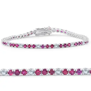 3ct Ruby & Diamond Tennis Bracelet 14 KT White Gold
