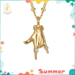 Trendy Statement Hand Gesture Pendant Necklace Dainty Jewelry Birthday Valentine's Day Wedding Engagement Anniversary Gift Daily Wear