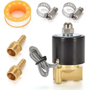 Brass Electric Solenoid Valve 12V 1/4"（inch） Pneumatic Air Valve Normally Colsed for Water Air Gas Fuel Oil