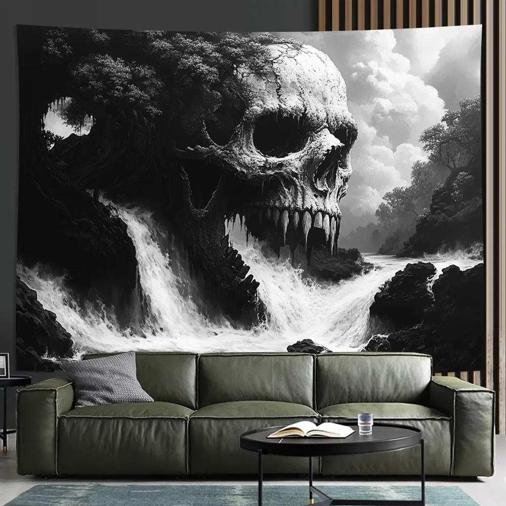 3D Skull Tapestry - Vibrant Polyester Wall Hanging for Living Room, Bedroom, Office Decor - Perfect Creative Gift for Parties & Home Spooky Decoration