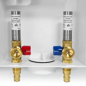 1/2" PEX Expansion (F1960) Inlet, Washing Machine Outlet Box, with Stainless Steel Water Hammer Arrestor