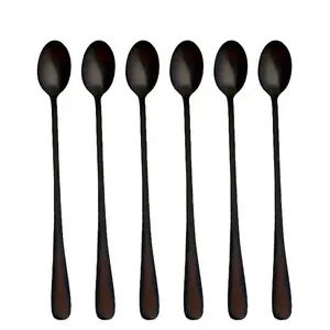 6-Piece Stainless Steel Long Handle Coffee Spoon Set, Ice Tea Spoon Set for Stirring and Serving, Durable Daily Use