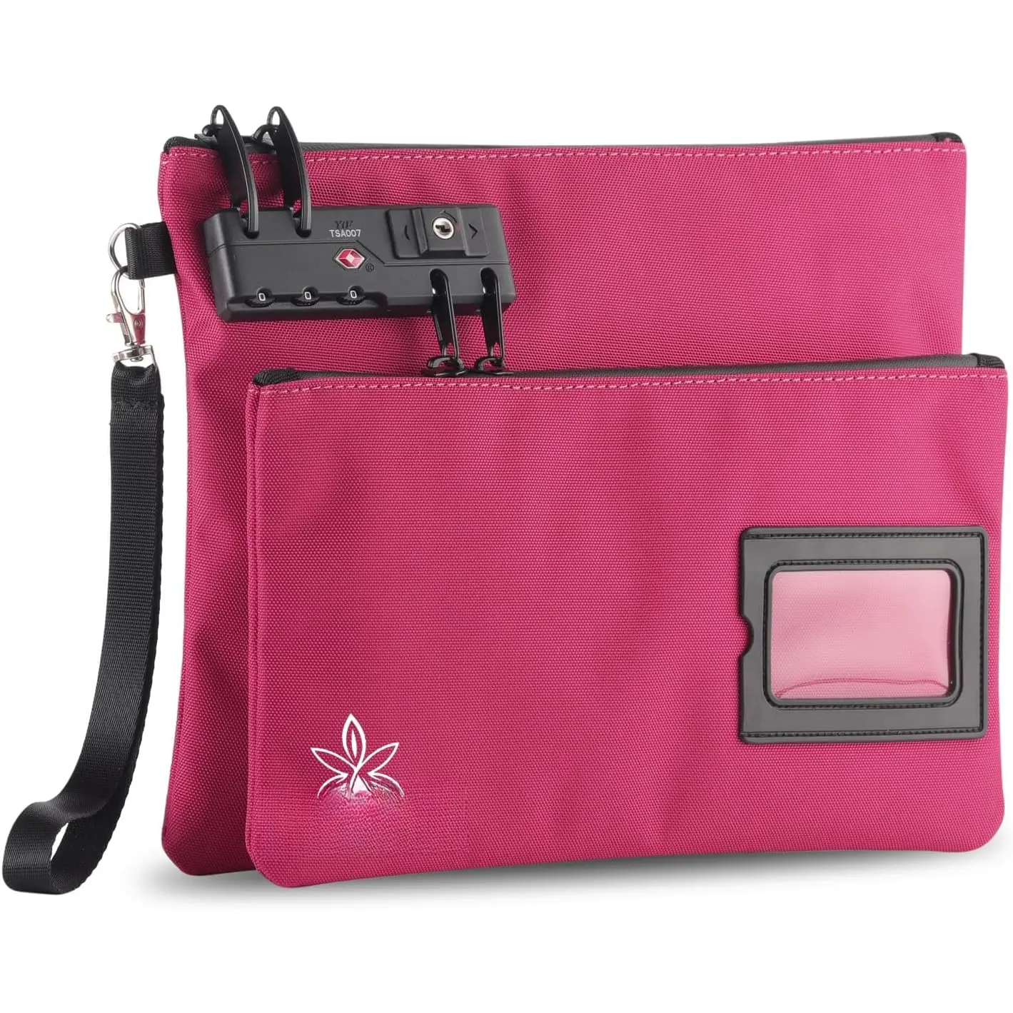 Lockable Nylon Travel Organizer Bag - 11x8.6in Durable Storage Pouch for Passport, Travel Toiletries, Notary Supplies & Valuables (Rose Red)