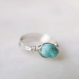 Larimar wire wrapped ring