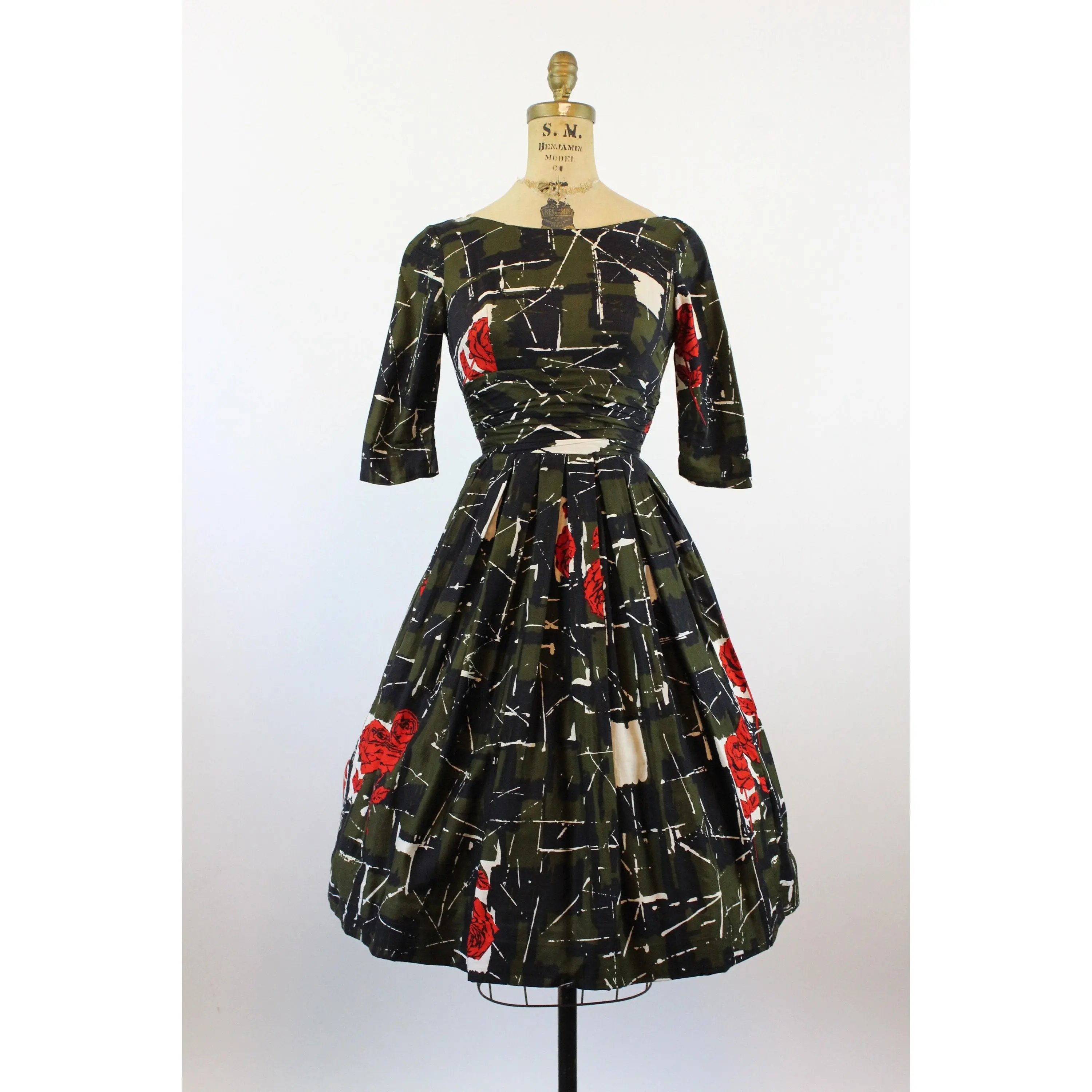 1950s A MELODY DRESS rose print cotton dress xxs  | new spring