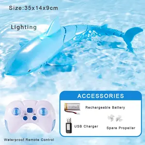Rc Shark whale Spray Water Toy Remote Controlled Boat ship Submarine Robots Fish Electric Toys for Kids Boys baby Children