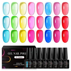 8pcs Glass Jelly Crystal Gel Nail Polish Set, Cosmetic Limited Summer Series for DIY Floral Nail Art, Soak Off UV Gel LED Lamp Nail Art Gel, Nail Art & Nail Polish for Women & Girls, Perfect Creative Gift for Nail Manicure Lover, Summer Nails
