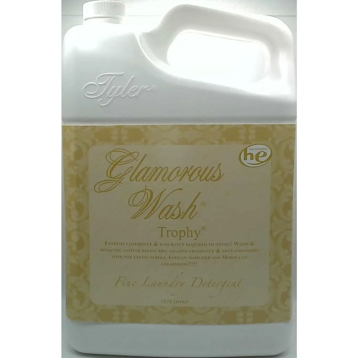 Tyler Candle Company Trophy Scented Glamorous Wash Laundry Detergent - Premium Laundry Wash, Concentrated, All-Natural, Biodegradable, Chemical-Free, Cedarwood Fragrance, Romantic Scent, Fragrance Boost, Household Cleaner, 3.78L/128oz, Laundrydetergent