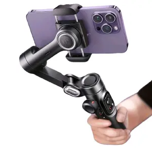 AOCHUAN Foldable Portable Gimbal 3-axis Stabilization with 360-degree Rotation Al Automatic Face Tracking Built-in Extendable Pole Magnetic Wireless Remote Control for Vlogging