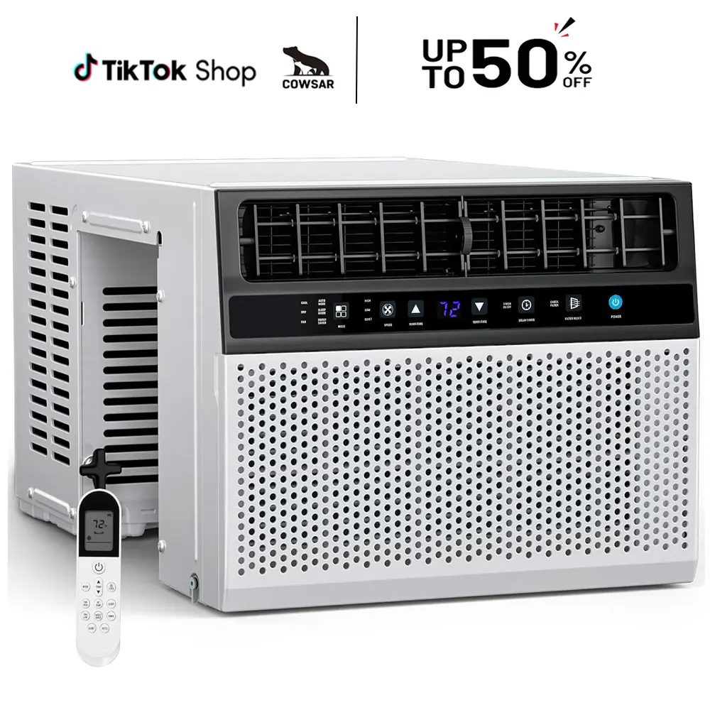 【Deals For You Days】COWSAR Fast Cooling Window Air Conditioner, 10K/12K BTU Window AC Unit, U-Shaped Air Condtioner Cooling Room 550sq.ft,  24H Timer, Six Mode, Energy Saving, Remote Control for Living Room, Bedroom, Office
