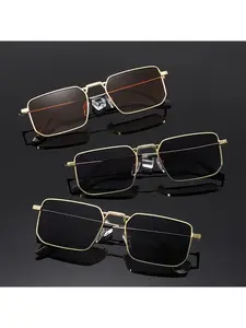 Rectangular Metal Sunglasses for Men Original European and American Retro Fashion Trends Shades for Men Steampunk Glasses