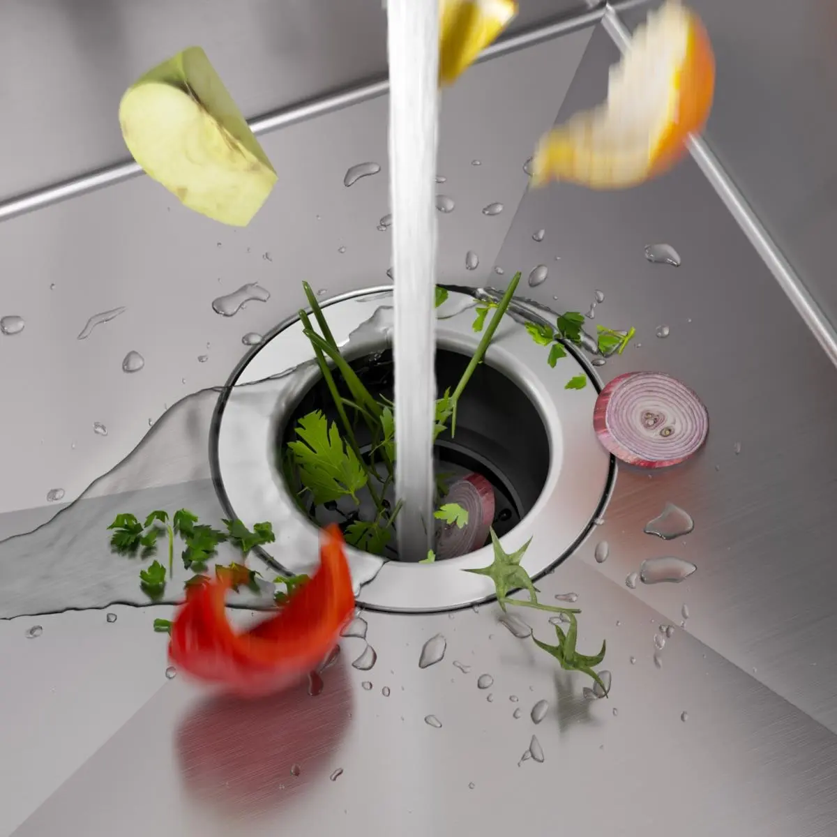 212 MAIN Kraus KWD100-75MBL WasteMate Continuous Feed Food Waste Disposal, 0.75hp Ultra-Quiet Stainless Steel Motor, Round Grinding Solution for Kitchen Sink Plumbing