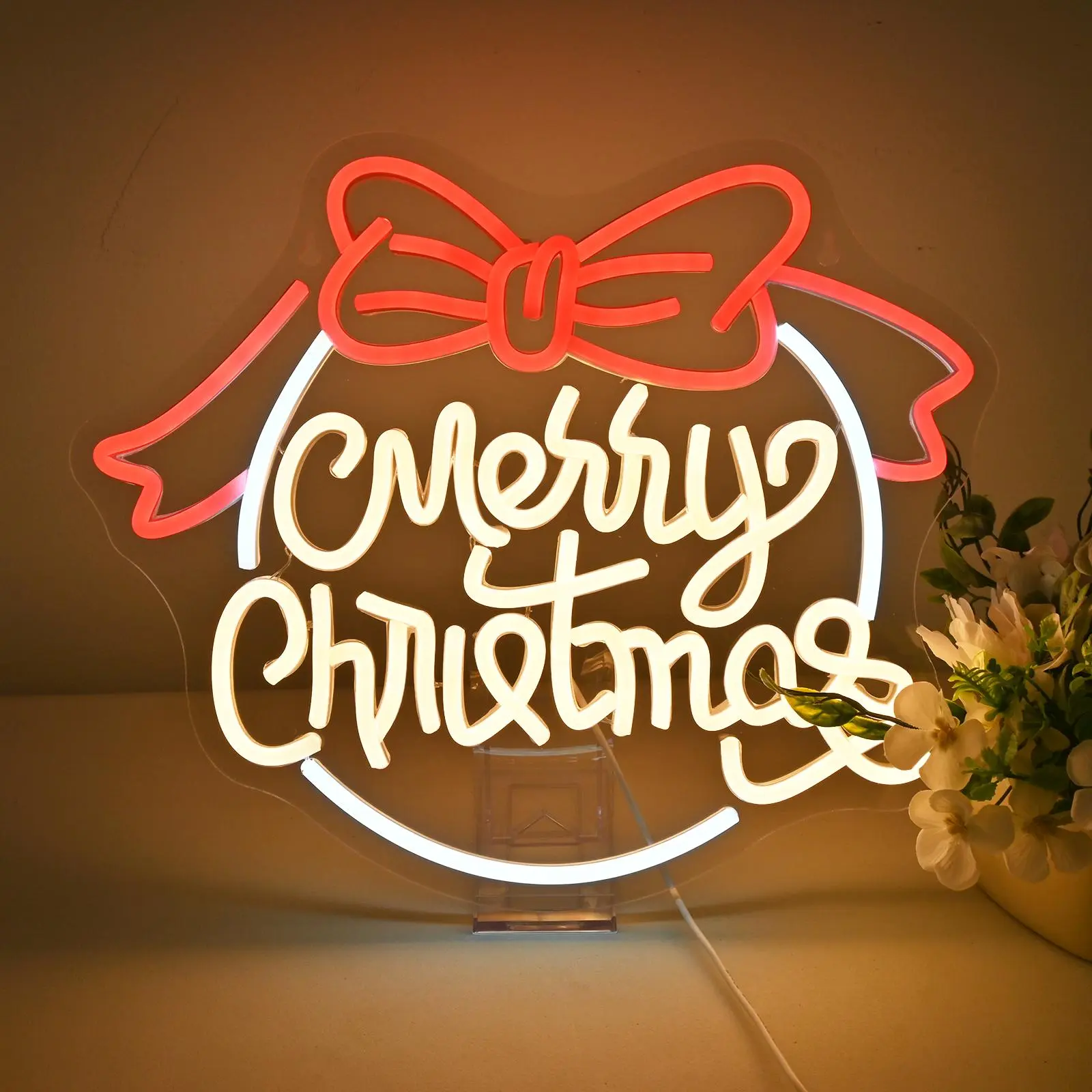 Merry Christmas Neon Sign, USB Powered LED Neon Light, Decorative Neon Sign for Bedroom, Shop, Club, Bar, Party, Commercial Place, Hotel
