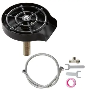 VEVOR Glass Rinser, TikTokShopBlackFriday, 10 Powerful Spraying Jets 360° Rotating Cup Rinser for Sink, 304 Stainless Steel Faucet Cup Washer with ABS Cup Holder for Baby Bottle, Glass Cup, Wine Glass (Matte Black Base)