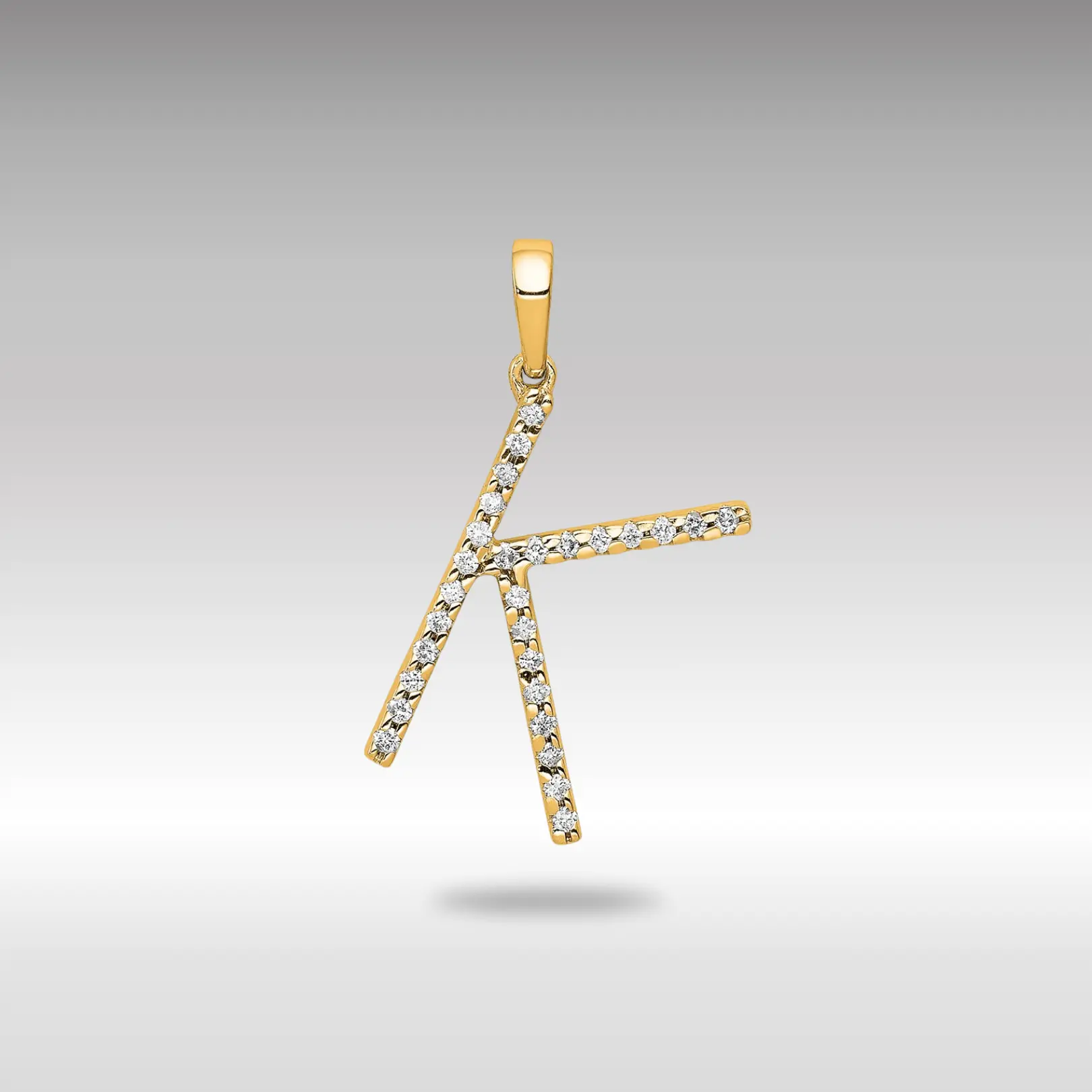 14K Gold Diamond Letter K Initial Pendant - Model PM5222K-010-YA