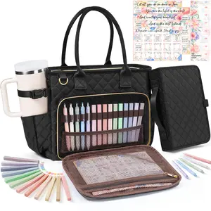 Large Bible Bag with Bible Cover Case for Women, Quilted Church Tote Bag Bible Carrying Case w/Shoulder Strap, Bible Study Supplies Journaling Kit Bible Accessories Christmas Christian Gifts for Women