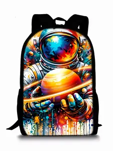 Space Astronaut Pattern Print Single-Layer Backpack
