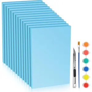 LuckyFoam Blue 13 Pack 12x7.5x0.5 inch Foam Sheets 0.5 Inch Thick Polystyrene Rectangles XPS Foam Board Craft for Insulating DIY Modeling Art Supplies