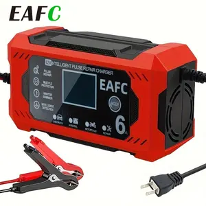 [Local Delivery] US Plug  Full Automatic 12V 6A Car Battery Charger LCD Display  Intelligent Chargers Multiple protection Pulse Repair BatteryCharger