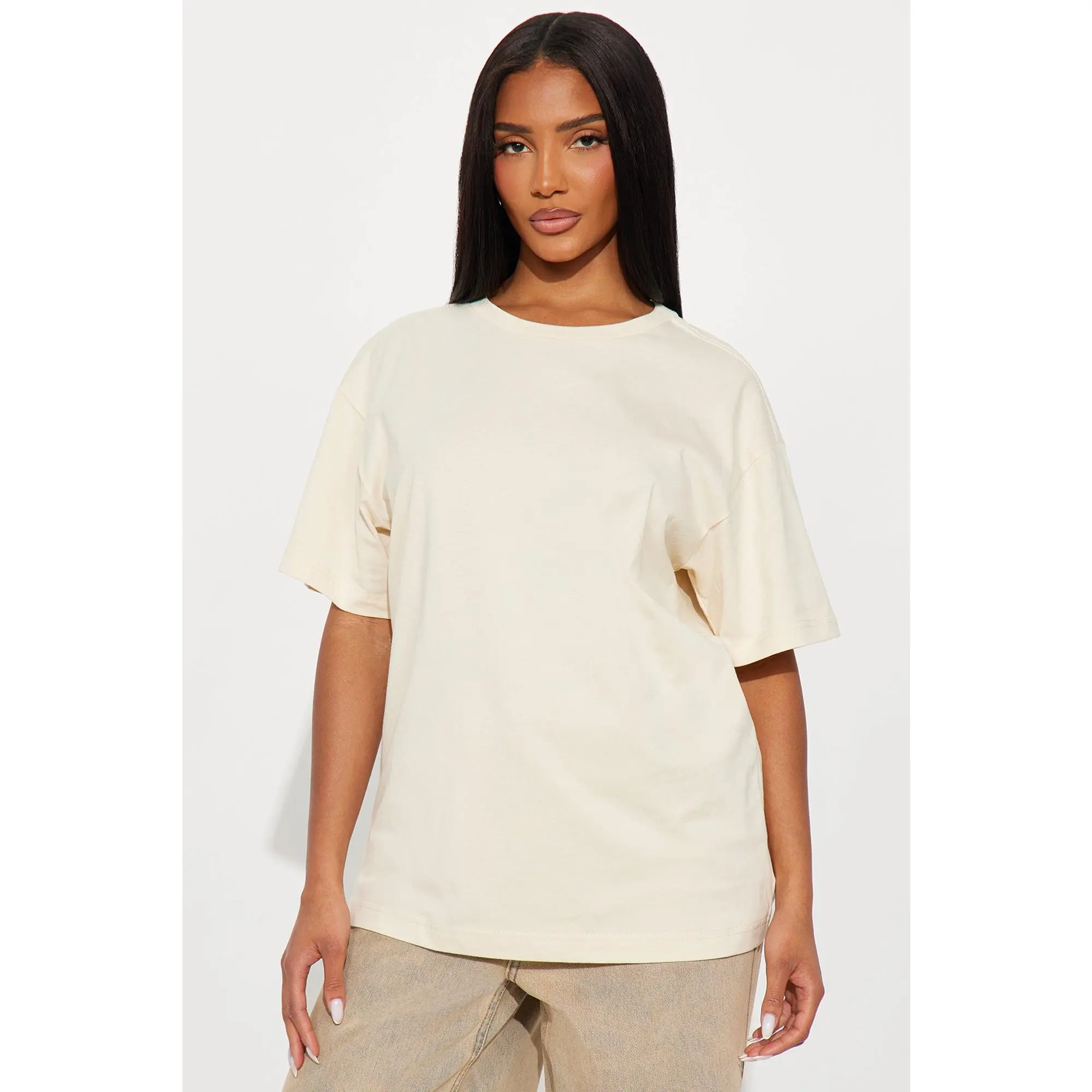 The Oversized Boyfriend Tee - Cream